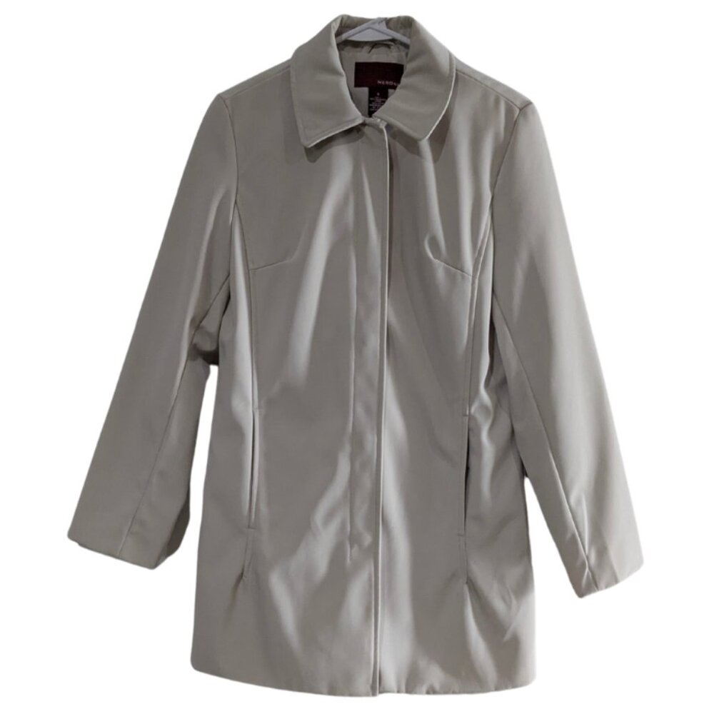 Merona Women's Tailored Trench Style Mid-Length Walking Jacket Beige, Size Small